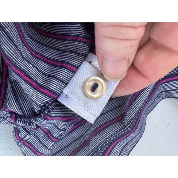 Peter Millar Seaside Wash Polo Mens Medium Blue Stripe Short Sleeve Preppy - Picture 12 of 12